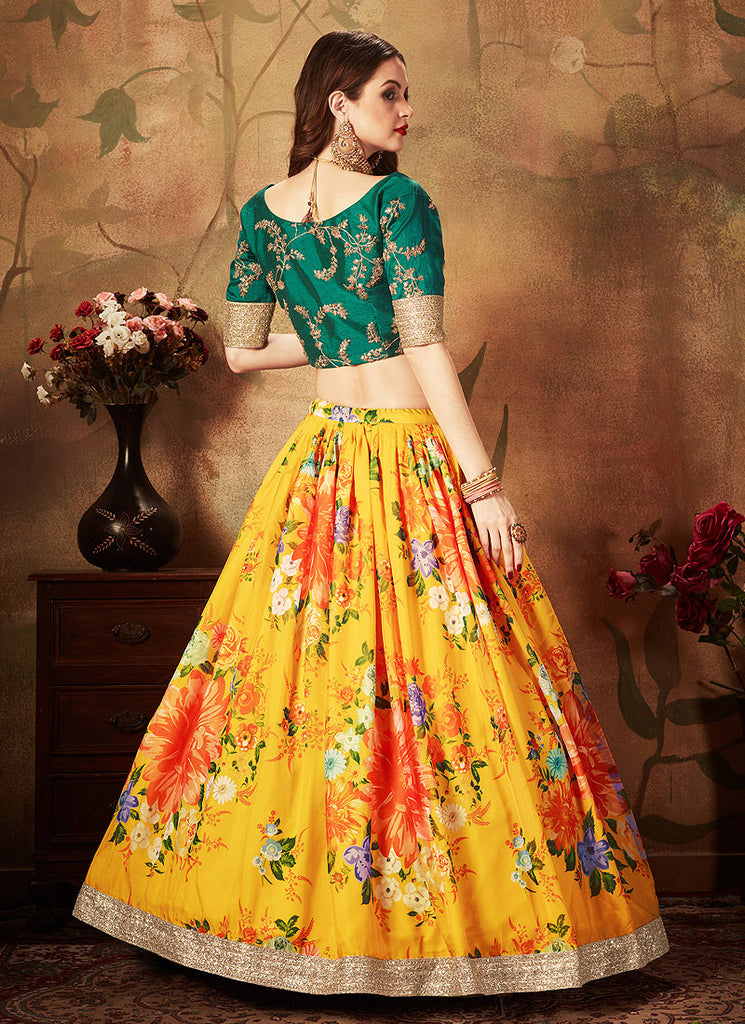 Yellow And Green Lehenga Choli