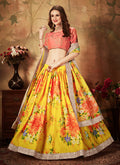 Yellow And Orange Designer Lehenga Choli