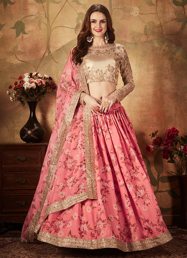 Ghagra choli on sale pink colour