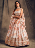 Off White Golden Floral Printed Lehenga Choli