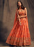 Orange Golden Floral Printed Lehenga Choli