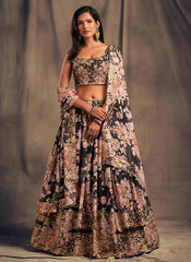 Black Golden Floral Printed Lehenga Choli