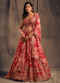 Red Golden Floral Printed Lehenga Choli