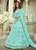 Sky Blue Sequence Embroidered Wedding Lehenga Choli