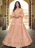 Pastel Orange Sequence Embroidered Wedding Lehenga Choli