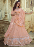 Pale Peach Sequence Embroidered Wedding Lehenga Choli