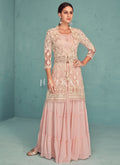 Peach Sequence Embroidered Lehenga Choli With Jacket 