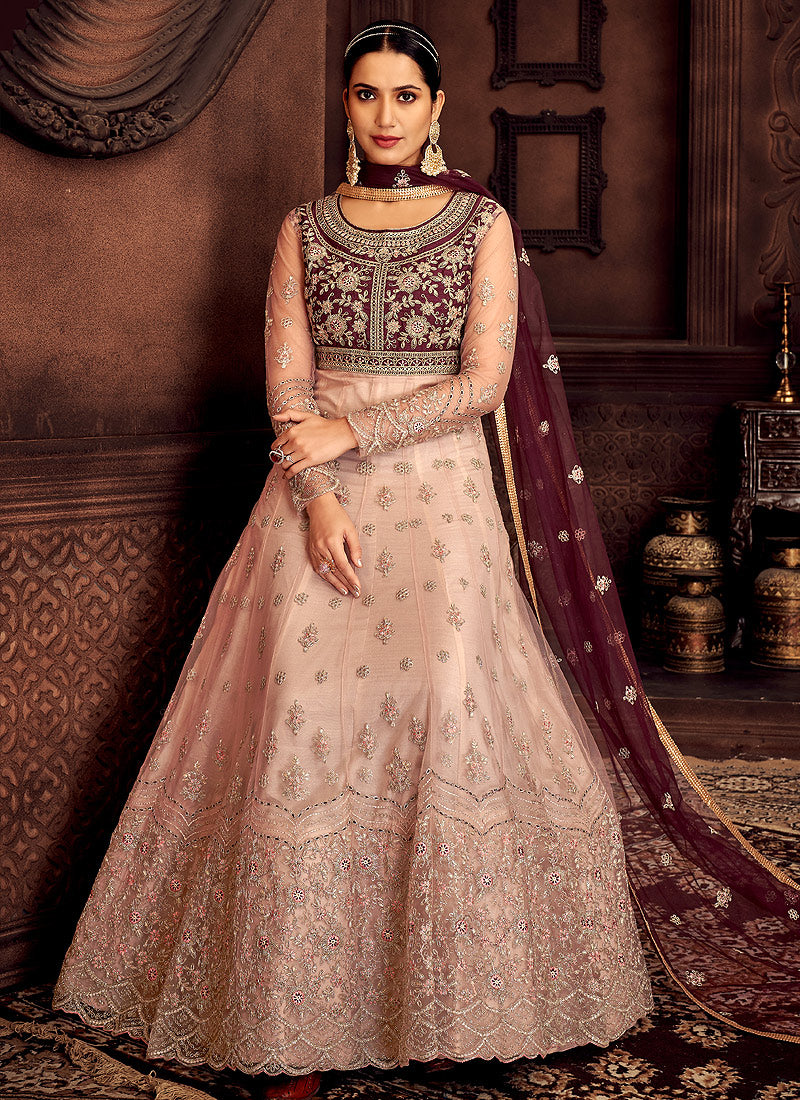 Wine Anarkali Suit