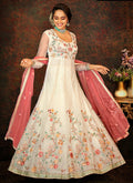 Off White Multi Embroidered Wedding Anarkali Suit