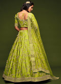 Neon Green Zari Embroidered Silk Lehenga Choli
