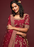 Maroon Embroidered Silk Lehenga Choli In UK