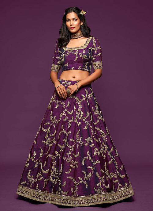Purple Silk Lehenga Choli In Canada