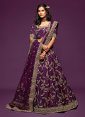 Deep Purple Zari Embroidered Silk Lehenga Choli 