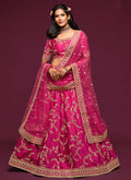 Hot Pink Zari Embroidered Silk Lehenga Choli