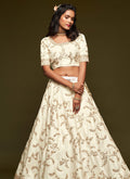 Off White Embroidered Silk Lehenga Chol In UK