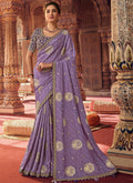 Purple Dual Tone Sequence Embroidery Saree