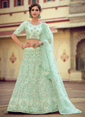 Aqua Green Sequence Embellished Lehenga Choli