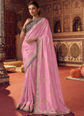 Pink And Purple Sequence Embroidery Saree