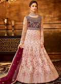 Peach Embroidery Wedding Anarkali Suit