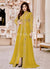 Yellow Ethnic Embroidered Designer Slit Style Anarkali Pant Suit