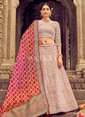 Mauve And Pink Embroidery Georgette Lehenga Choli