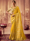 Yellow Golden Sequence Embroidered Wedding Saree