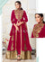 Magenta Golden Zari Embroidery Jacket Style Pant Suit