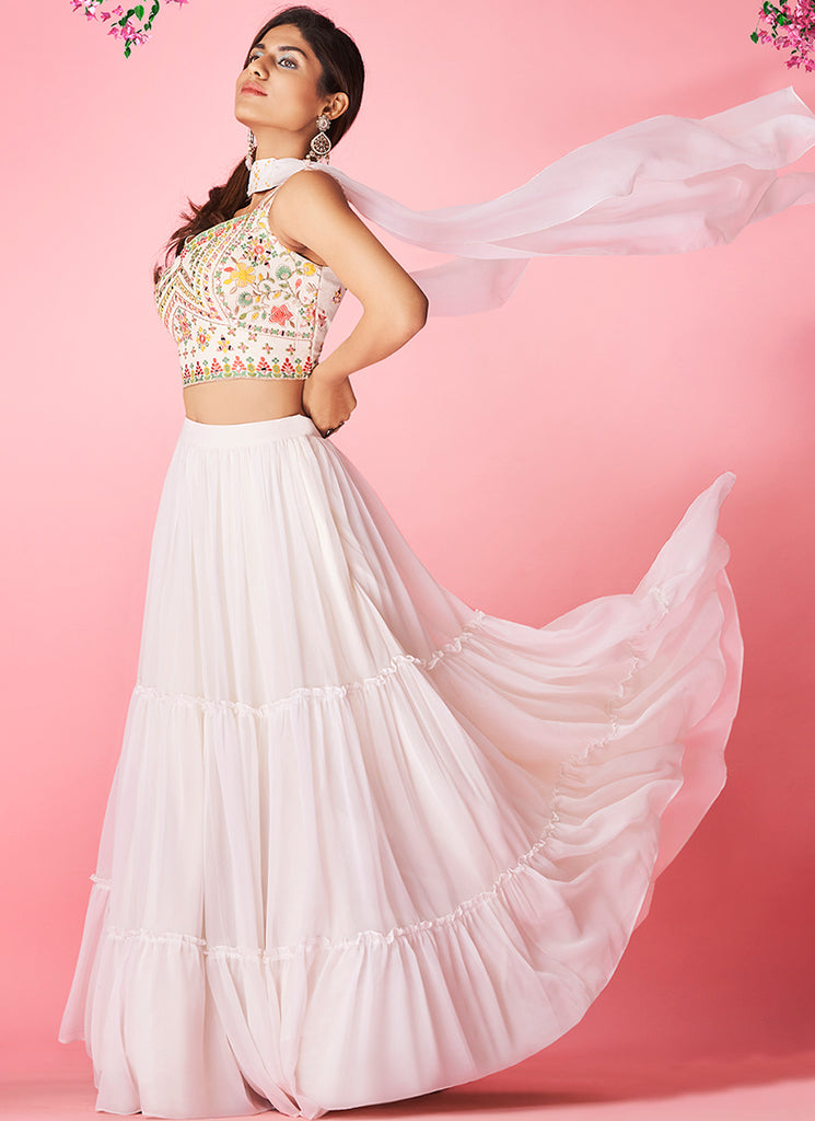 Shop Latest Reception Lehenga Online Free Shipping In USA, UK, Canada, Germany, Mauritius, Singapore With Free Shipping Worldwide.