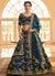 Buy Lehengas - Turquoise Multi Zari Embroidery Wedding Silk Lehenga