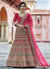 Bridal Pink Embroidered Velvet Wedding Lehenga Choli