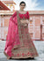 Hot Pink Embroidered Velvet Wedding Lehenga Choli