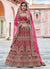 Pink Embroidered Velvet Wedding Lehenga Choli