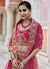 Hot Pink Embroidered Velvet Wedding Lehenga Choli