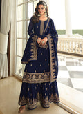 Blue Sequence Embroidery Festive Gharara Style Suit