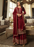 Bridal Red Sequence Embroidery Festive Gharara Style Suit