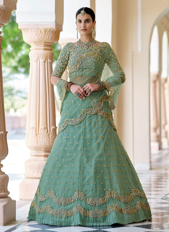 Lehengas - Buy Teal Blue Designer Indian Wedding Lehenga Choli UK