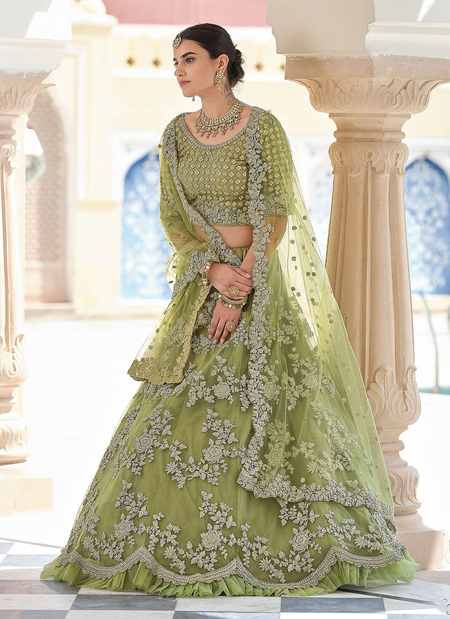 Green Designer Indian Wedding Lehenga Choli