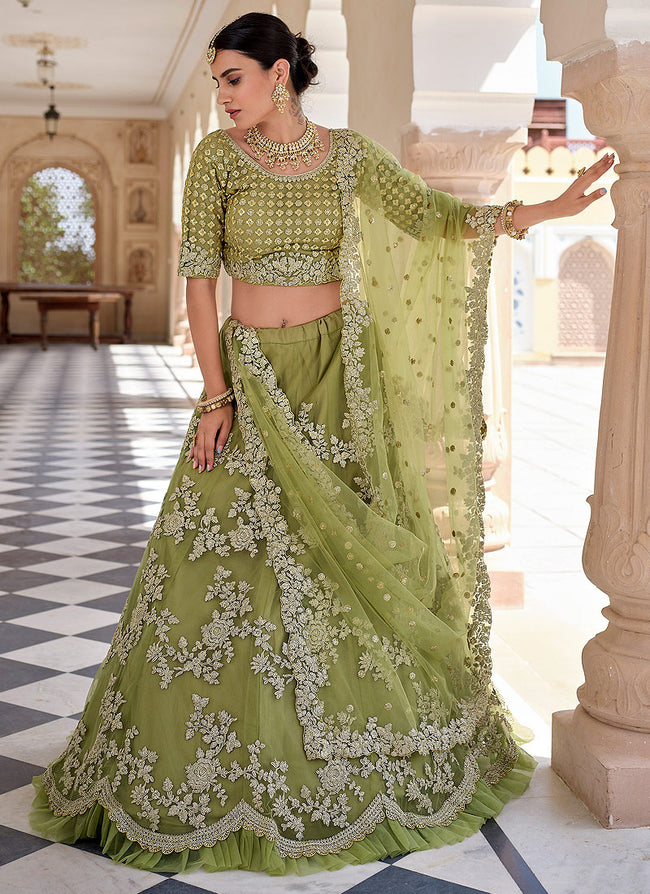 Green Designer Indian Wedding Lehenga Choli