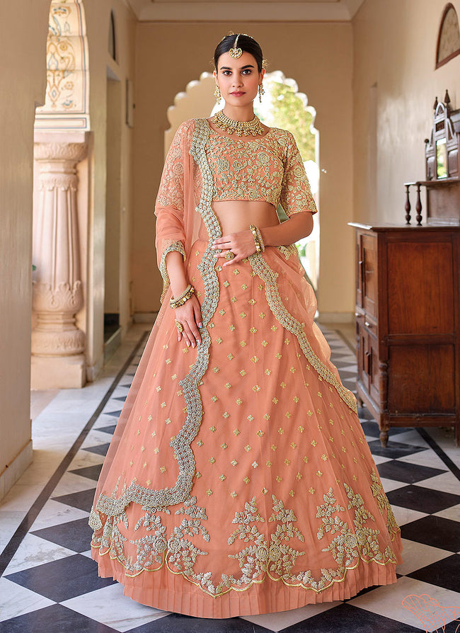 Indian Woman Peach net Sequin Embellished Designer Anarkali Long Muslim  Dress - Walmart.com