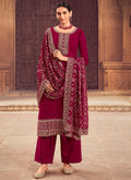 Magenta Sequence Embroidery Festive Pant Style Suit