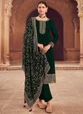 Green Sequence Embroidery Festive Pant Style Suit