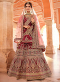 Red Traditional Embroidered Velvet Wedding Lehenga Choli