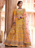 Yellow Multi Zari Embroidered Wedding Lehenga Choli