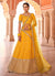 Mustard Yellow Mirror Work Embroidered Silk Lehenga Choli