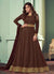 BrownGolden Embroidered Belt Style Anarkali Suit