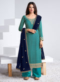 Blue Two Tone Traditional Embroidered Salwar Kameez