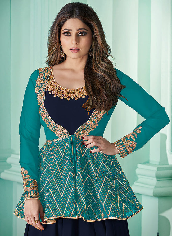 Blue And Turquoise Anarkali Suit In Germany