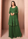 Green Sequence Embroidered Designer Sharara Suit 