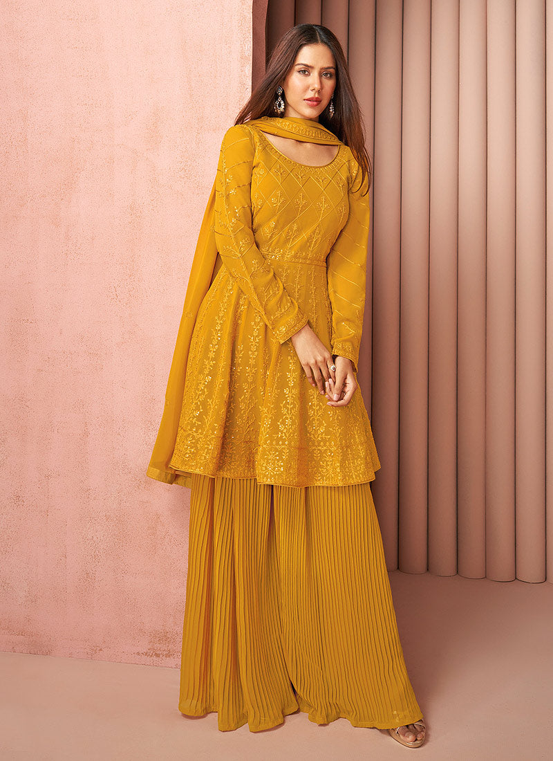 Yellow Designer Sharara Suit In Australia