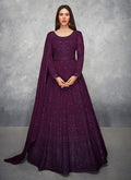 Purple Thread And Sequence Embroidered Anarkali Suit